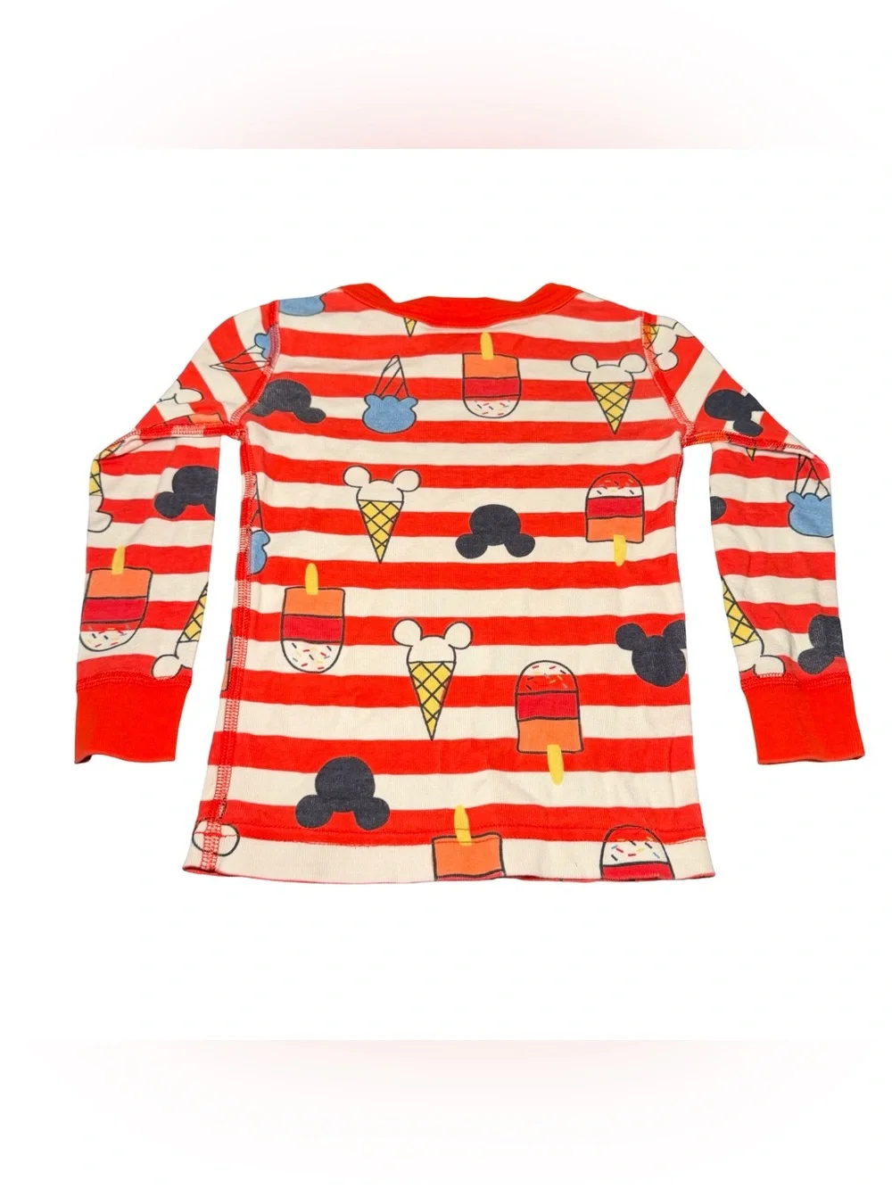 Hanna Andersson Red & White Striped Mickey Ice Cream Pajama TOP ONLY
